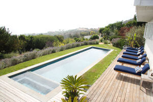 Poolside view at Cliffside Malibu Detox Center