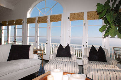 Cliffside Malibu Drug Rehab Center’s gathering room with spectacular ocean views