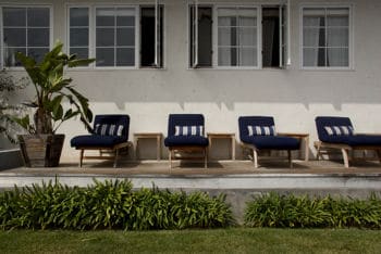 Poolside louging at Cliffside Malibu’s Addiction Treatment Facility