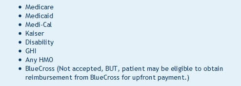 List of Insurance Not Accepted