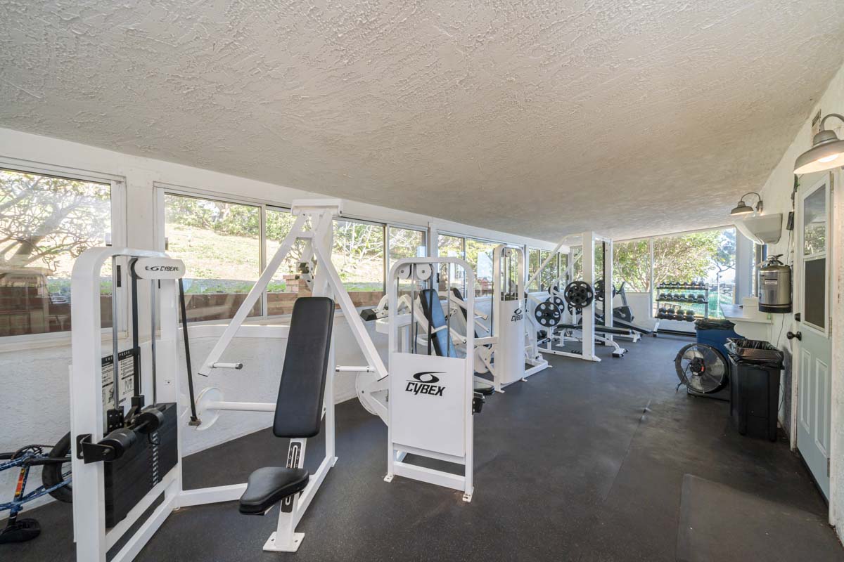 Big open gym at Big Horizon sober house in Malibu, California.