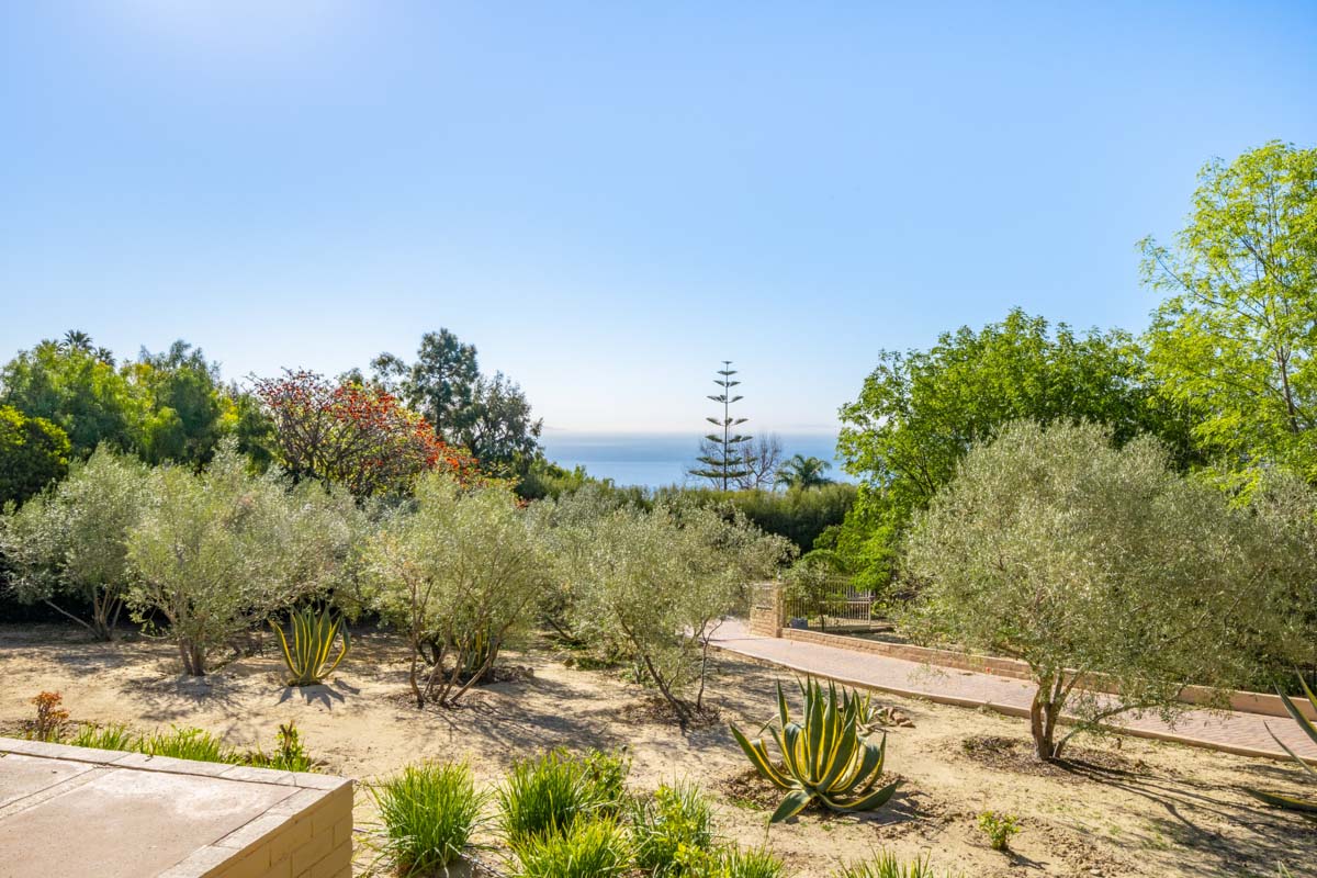 View of the ocean from the backyard of Cliffside Malibu, a residential treatment center in Malibu California.