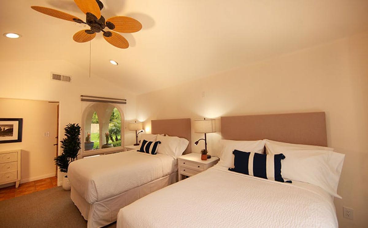 Two beds in a bedroom in Cliffside Malibu, residential house. Treatment center in Malibu, California.
