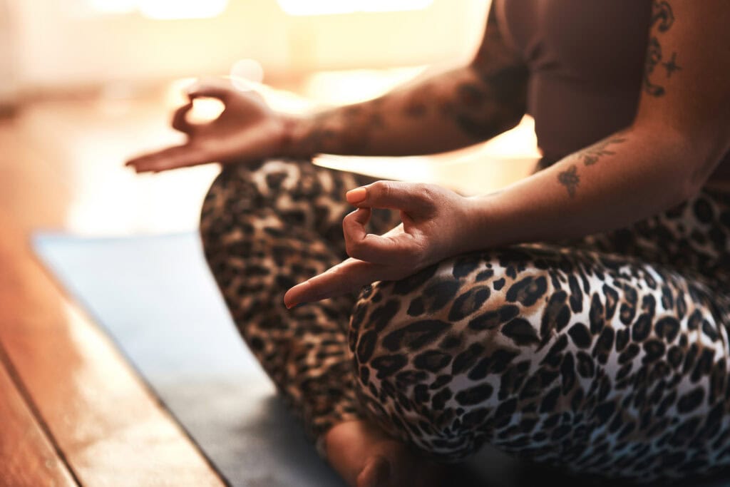 Entering a zen like state for the benefit of her wellbeing.